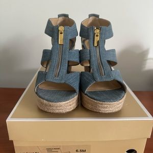 Michael Kors Damita Espadrille Wedge Sandal in Denim, size 6.5
